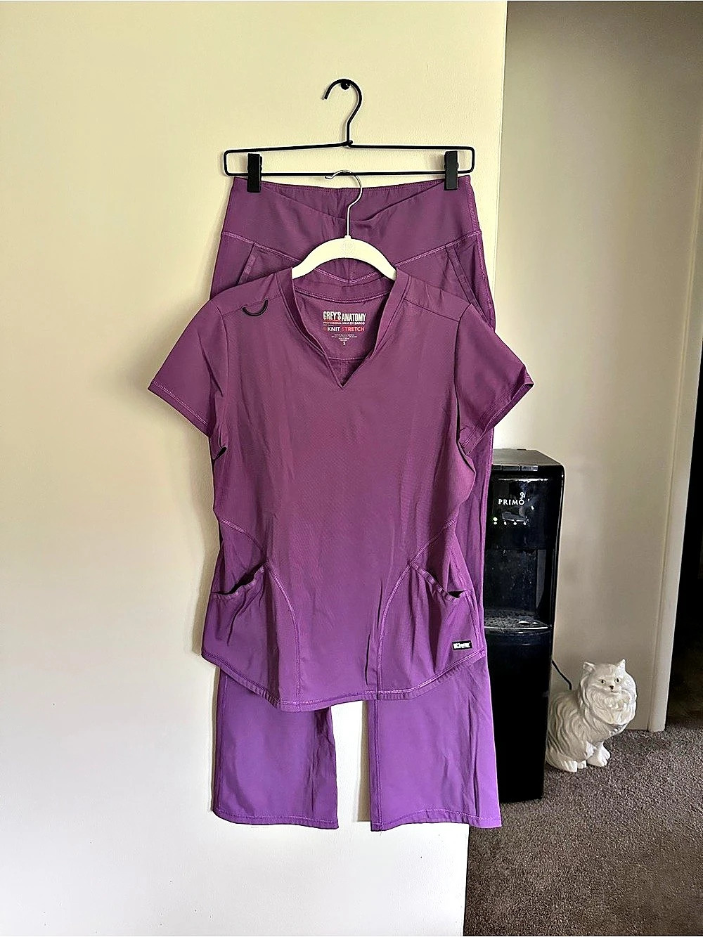 Grey's Anatomy Knit Stretch Purple Scrub Set Size Small Like New
